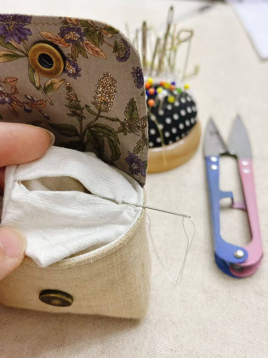 Botanical Handmade AirPods Pouch – Japanese Fabric
