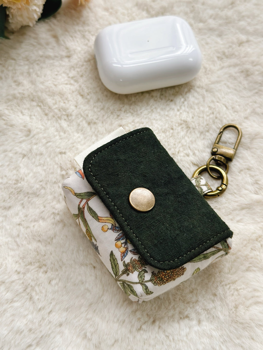 Botanical Handmade AirPods Pouch – Japanese Fabric