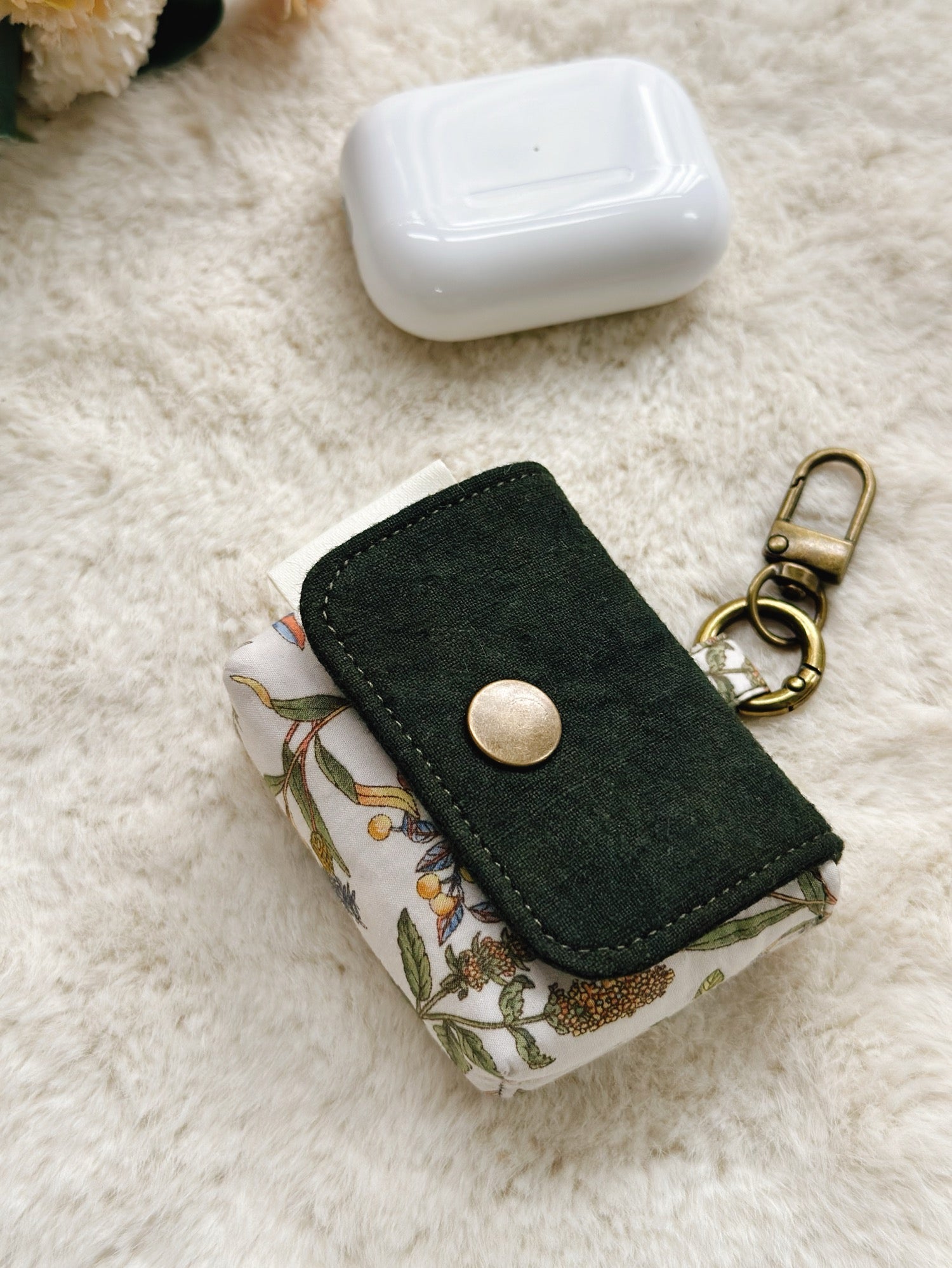 Botanical Handmade AirPods Pouch – Japanese Fabric