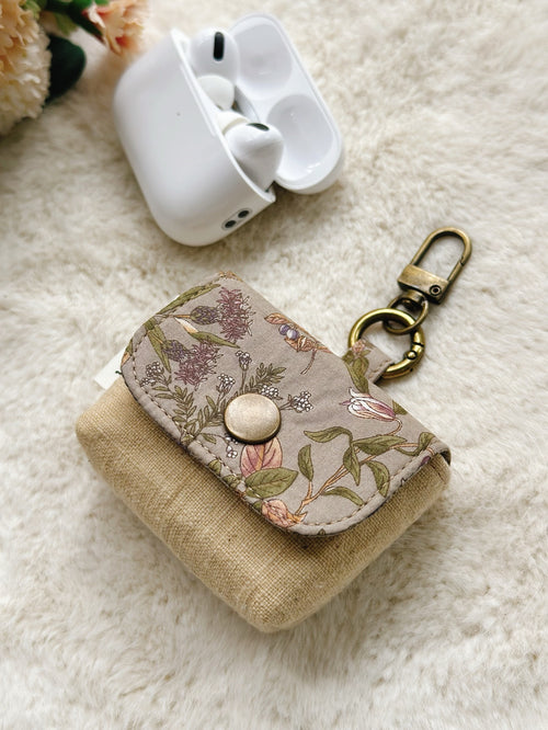 Botanical Handmade AirPods Pouch – Japanese Fabric